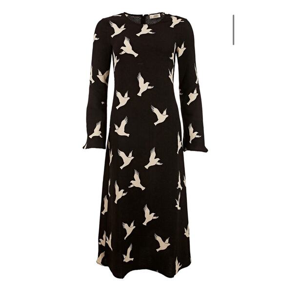 STINE GOYA ALINA JERSEY DRESS in STARS Black Blue White Size XS Long Sleeve Midi - Picture 2 of 5